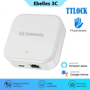 Controle G3 Wired Gateway Hub Ttlock App Smart Door Lock Bridge Bluetooth para WiFi Remote Unlock Converter Voice Control para Alexa Google