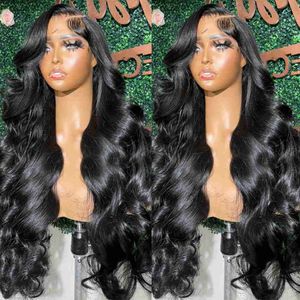 40 tum 13x4 Body Wave Spets Front Human Hair Wigs 250% Brasiliansk vattenfrontal peruk för kvinnor Blond/röd/grå synth