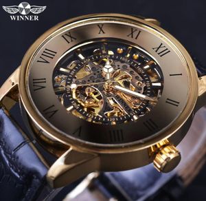 Zwycięzca 2022 Brązowy projekt retro wyświetlacz Rzymski numer Szkielet Golden Ruch Inside Men Watch Top Marka Luksusowy zegarek mechaniczny 8955627