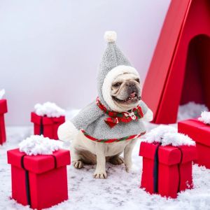 セット猫と犬のクリスマスコスチューム新年のペットサプライ