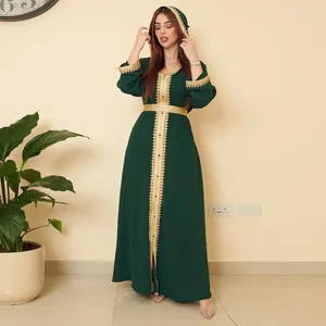 Roupas étnicas linho leste verde muçulmano saudi arabia encapuzada feminina tradicional chinês saia