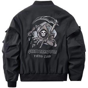 Męskie kurtki Grim Reaper Owczesny gotycki męski bóg śmierci streetwear Y2K Techwear Płaszcz Cyberpunk motocyklowy motocyklowa kurtka Bomber For Dhs8H
