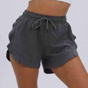 lulumon shorts Creative Personalized New Style Skirt with Protection and Loose Fitting Sports Shorts, Ruffled Edge Running Fitness Yoga Pants