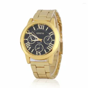 Relógios de Wristwatches 2024 Brand 3 Eyes Gold Genebra Casual Assista Women Women Stainless Steel Dress Watches Relógio Feminino Ladies Relógio