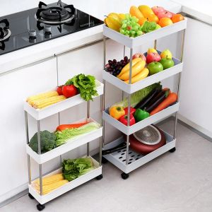 Racks 2/3/4 Carrinho de armazenamento Slim de camada Mobile Prateleiras Organizador deslize Slide Out Storage Rolling Cart Rack para banheiro da cozinha