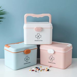 Bins Medicine Box Household Large Capacity Family Small First Aid Kit Container Home Care Medicine Storage Emergency Box