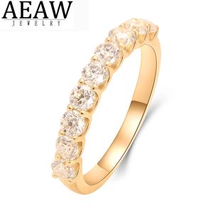 Anéis 14K Laboratório de ouro amarelo Gold Brown Diamond Round Excelente corte Total 3mm 0,9ctw CVD HPHT Diamond Ring for Girls Cocktail Jewelry