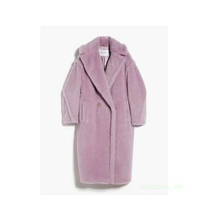 مصمم معطف الكشمير معطف فاخر معطف Maxmara Teddy Coat Light Purple