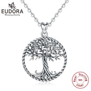 Halsband Eudora 925 Sterling Silver Tree of Life Halsband Oxiderad silver Twisted Oak Tree Charm med Silver Chain eller endast Pendant Cyd487