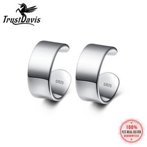 Orecchini Trusta 100% 925 Sterling Sterling Smooth Surface Cuffi auricolare su orecchini per donne Girl senza piercing Oreni Gioielli DS1040