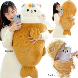 Toys 1 piece 40/60/80cm Kawaii Japan Taiyaki Cat Plush Toy Anime Figure Cat Hiding in Cushion Bag Ferry Animals Plushie Throw Pillow