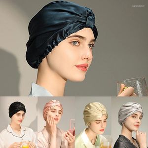 Berets 2024 Home Seidenschlafhut für Frauen im klimatisierten Raum Mulberry Anti chaotische Haarpflege einstellbare postpartale