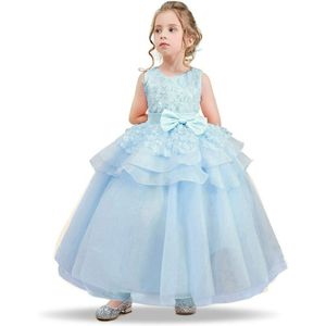 Girl Sleeveveless Ramoidery Princess Pageant Dresses Kids Ball Abito da ballo