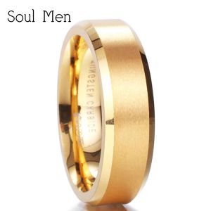 Полосы 6 мм унисекс мужской золотой цвет вольфрамовый карбид кольца обручальные кольца для женщин Simple Aliance Comfort Fit Party Jewelry TU056R