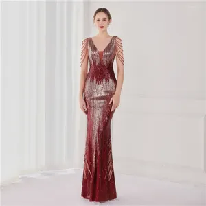 Casual Dresses Luxury Elegant Formal Sequin Glitter Beaded Women Long Party Prom Evening Wedding Guest Original Design Mermaid Fashion