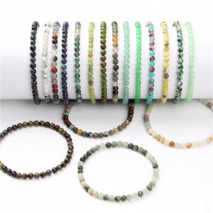 Strands 41 Kinds Natural 4mm Fluorite Beads Bracelets Women Handmade Elastic Bangle Men Grade A Sodalite Stone Pulsera Polished Jewelry