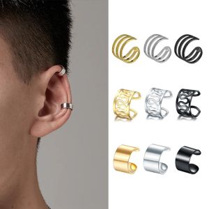 イヤリング韓国人男性耳カフファッションチタンスチールクリップマン用のシングル耳クリップが刺されていないステンレス鋼ジュエリー