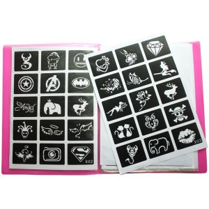 Tattoos 446pcs/Lot Reusable Sticker Tattoo Stencils Book,Painting Template Airbrush Glitter Henna Tattoo Stencil Set Album Fixed Style