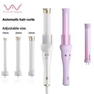 Hår curlers raktare livliga vogue vit lila 2 färg ersättning professionell bärbar automatisk roterande krullad järn 32mm 13 mm hårjärn äkta i uni