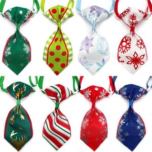 Dog Apparel 10 Pcs Christmas Puppy Ties Snowflake Elk Pet Cat Bow Small Collar Accessories Grooming Products