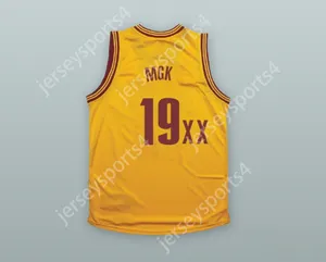 Personalizado qualquer nome Número masculino Juventude/crianças MGK 19xx Jersey de basquete amarelo Top Stitched S-6xl