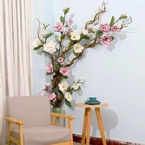 Flores decorativas chineses magnólia pep espuma de espuma artificial mesa de jantar interna sala de estar de cabine plástico de buquê piso decoração