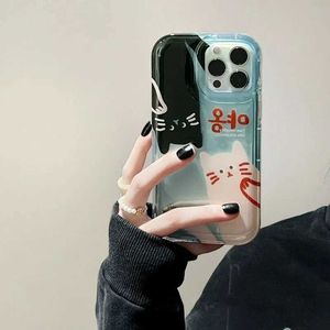 Cell Phone Bumpers Chic Couple Cat Funny Transparent Soft Phone Case for iPhone 14 Pro Max 14 Plus 13 Pro 12 Mini 11Pro X XS Max XR 7 8 Plus SE Y240423