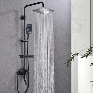 Bathroom chuveiro conjuntos de chuveiro de banheiro preto Conjunto de chuveiro de cobre Casa Torneira de torneira de parede Torneira de torneira T240422