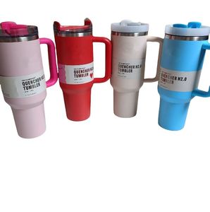 Em canecas de estoque com coques de caneca de 40 onças com maçaneta de copos isolados tampas de palha de aço inoxidável Termos copo