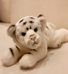 Simulering Animal White Tiger Plush Toy Realistic Lying Little Animals Tiger Doll Kids Gift Decoration 39x15x16cm DY501424647116