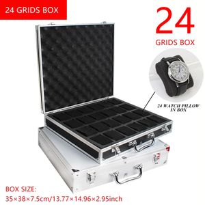 24 Girds Luxury Premium Quality Watch Box de alumínio Produzir padrões Caixa de relógio de armazenamento Caixa de presente Caixas de presente 240416