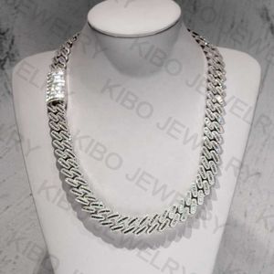 18mm Hip Hop Jewelry Baguette Diamond Men Necklace Iced Out VVS Moissanite Sterling Silver 925 Cuban Link Chain