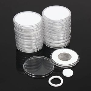 Bins 20pcs/Set Coin Storage Container Box 51mm Display -Kapselhalter Ring für transparente Kunststoff -Kasten -Sammelgeschenke geeignet