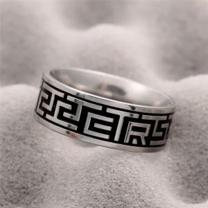 Bands Vintage 316L Stainless Steel Ring for Men And Women Never Fade Power Lucky "Om Mani Padme Hum" Sanskrit Buddhist Mantra Ring