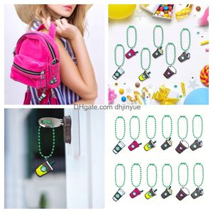 Charm Bracelets 12Pcs Cartoon Keychain Creativity Coffee Cup Ball Bead Key Ring Fashion Personality Keyrings Charms Car For Women Girl Otbgb