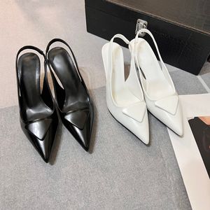 مصمم Slingback Heels Women Dress Shoes أحذية صغيرة من الجلد المضخات ذات الصنادل الفاخرة أحذية عالية الكعب شعار مدبب أصابع قدمية للحفلات الزفاف مع صندوق