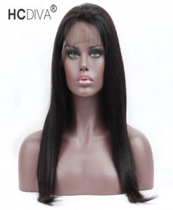 Perucas de cabelo humano virgem peruano 134 perucas dianteiras de renda reta 1422 polegadas 150 densidade Pré -explucou cabelos de bebê natural preto para preto w4072195