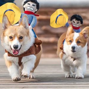 Acessórios Dualpet Dog Roupas Cosplay Festa de Halloween Funny Cowboy vestindo acessórios de cães de bulldog francês chihuahua