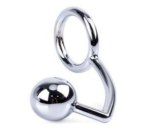 Metal Anal Hook Bondags Play 4cm Ball Butt Plug Anus Dilator With Cock Ring Adult Toys for Men HSYBP0195404940