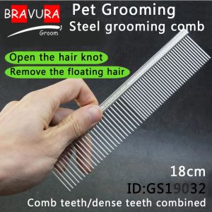 Combs Pet Grooming Dematting Comb Rostfritt stål för hundar och katter tar försiktigt bort lös underrock, mattor, trasslar