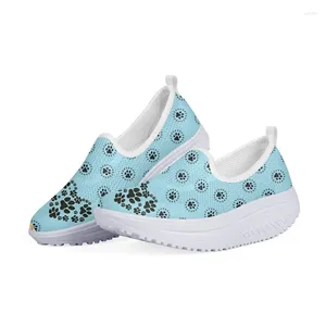 Casual Shoes Whereisart Women's Summer Dog Funny Blue Flats Platform Höjd Ökande damer Sneakers Swing Mesh Comfort