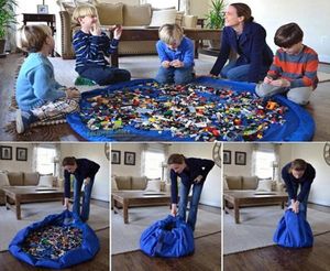 Kinder spielen Matte Spielzeugmatten tragbarer zusammenklappbarer großer Nylon -Aufbewahrungsbeutelspielzeug Organisator Rug Box Dolls 150 cm Blau Pink XL7439645