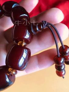 Länk armband naturlig xizang yak horn hand sträng får buddha pärlor armband för män och kvinnor tibetansk typ med blod siden vagn