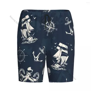 Mäns sömnkläder Korta pyjamasbyxor för sovande havsfartyg och bläckfisk Löst knapp