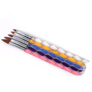 Pens 5 PCS Akrilik Sıvı UV Jel Tırnak Akrilik Tozu için Beş Boy Liver Tırnak Sanat Fırçası