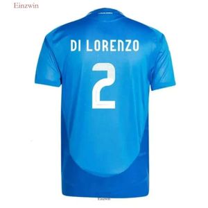 Itália Jerseys Player Versão Maglie da Calcótica Manga Longa Pellegrini Chiesa Barella Italia 24 25 Camisas de Futebol T Homens Homens Definir Kits Kit de Treinamento Uniforme 864