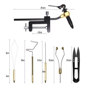 Accessories 6PCS/5PCS Fly Tying Tools Combo Kit Fly Tying Vise Bobbin Holder Threader Needle Whip Finisher Scissors Fishing Accessories