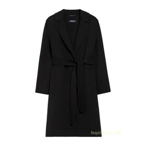 Cappotto da donna in cashmere cappotto di lusso maxmaras womens a mano in tessuto puro in tessuto flip collare cappotto di accappatoio.