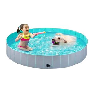 Foldbar hundpool Pet Portable Kiddie Bath Swimming Tub Collapsible PVC Bathing Tub för hundkatter Kids Paddling Pool Tillbehör 240419