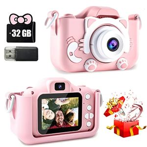 Mini -Kamera Kinderkamera -Spielzeug für Boysgirls Kids Digitalkamera für Kleinkind mit Video mit 32 GB SD -Karte Geburtstagsgeschenke 240422